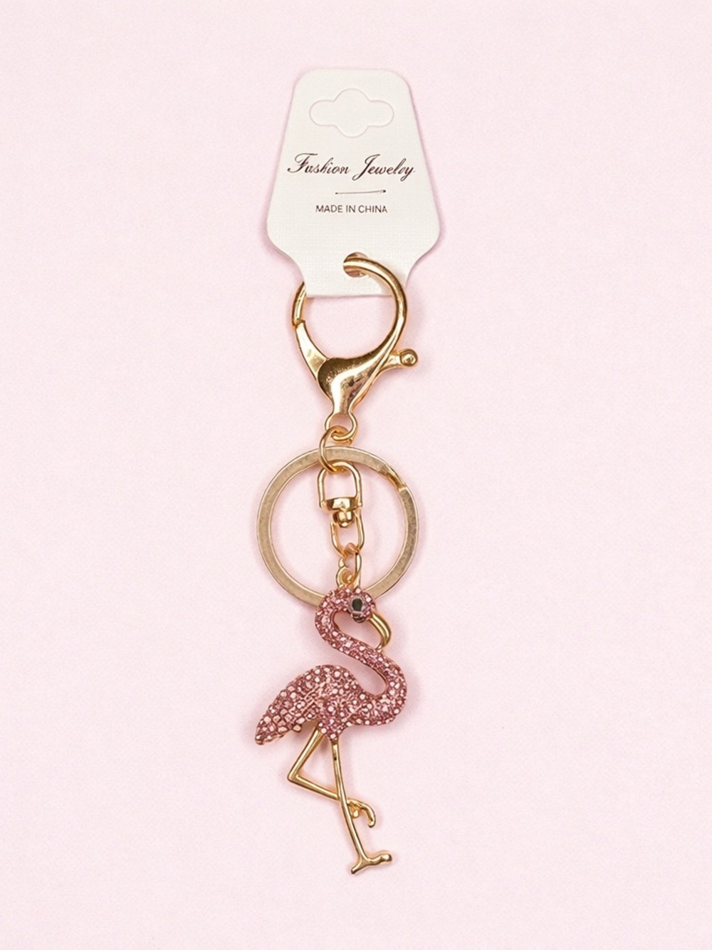 NWT Pink Bling Rhinestone Flamingo Keychain